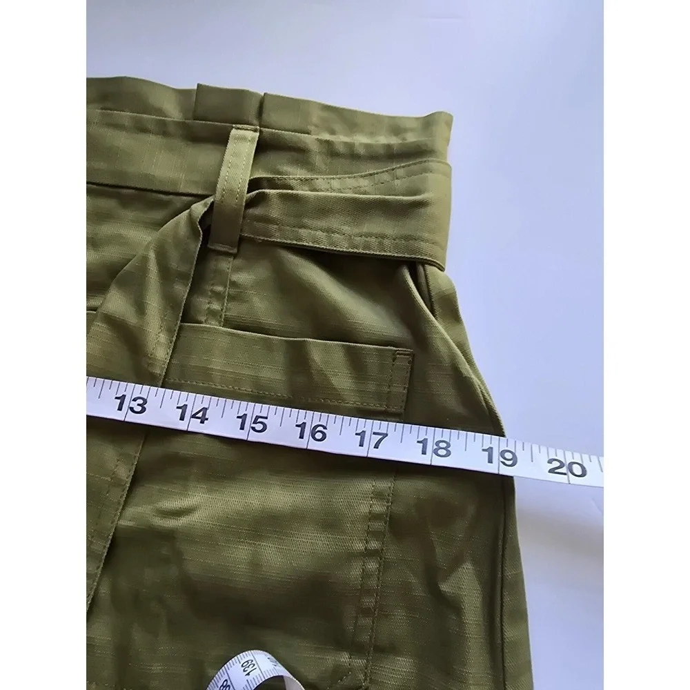 LOFT Outlet Olive Green Button Front‎ Paperbag Mini Skirt with Belt Size 6 NEW